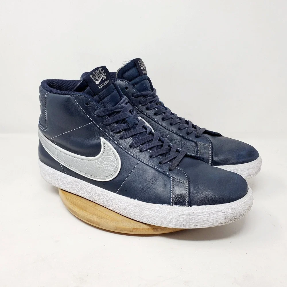 Nike‎ Blazer Mid Shoes Mens 11 Mason Silva Dark Blue Lace Up Sneakers